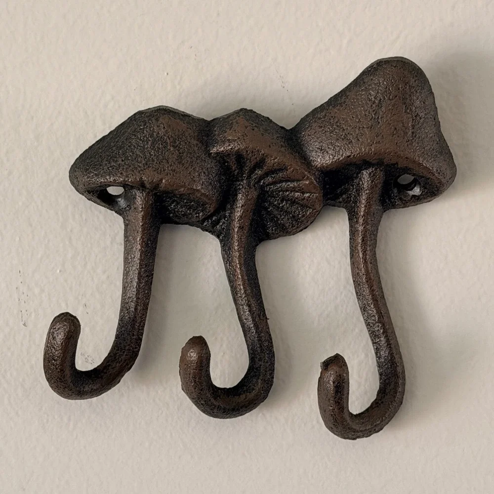 Cast Iron Mushroom Triple Wall Hook 4.5
